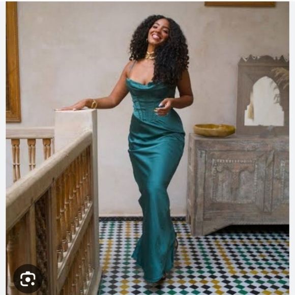 House of Cb Charmaine forest green maxi corset dress - Picture 3 of 8